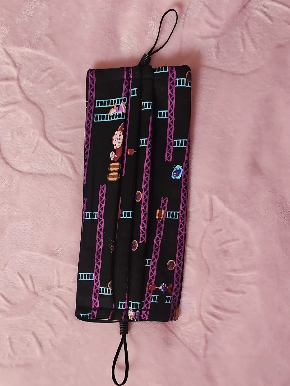Vintage Arcade Donkey Kong Print Face Mask - Black & Purple